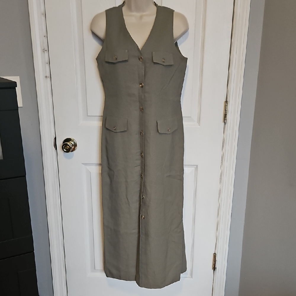 Vintage 90s Grunge  Khaki Maci Linem Dress 4